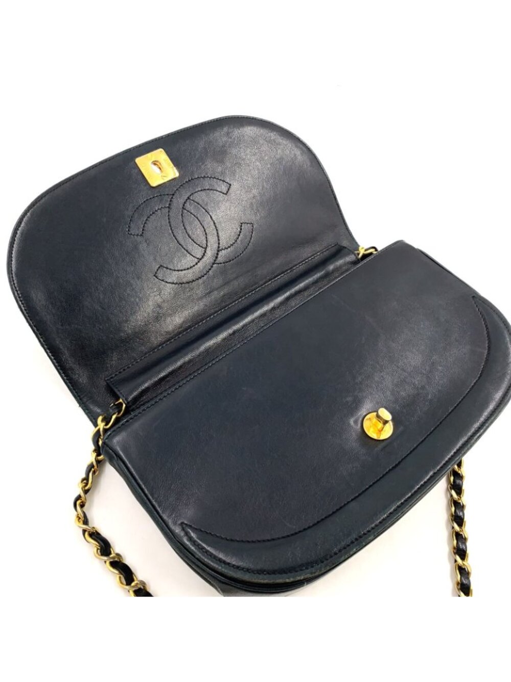 Chanel Half Moon Unknown Lambskin Black Shoulder Bag Gold - Picture 9 of 15